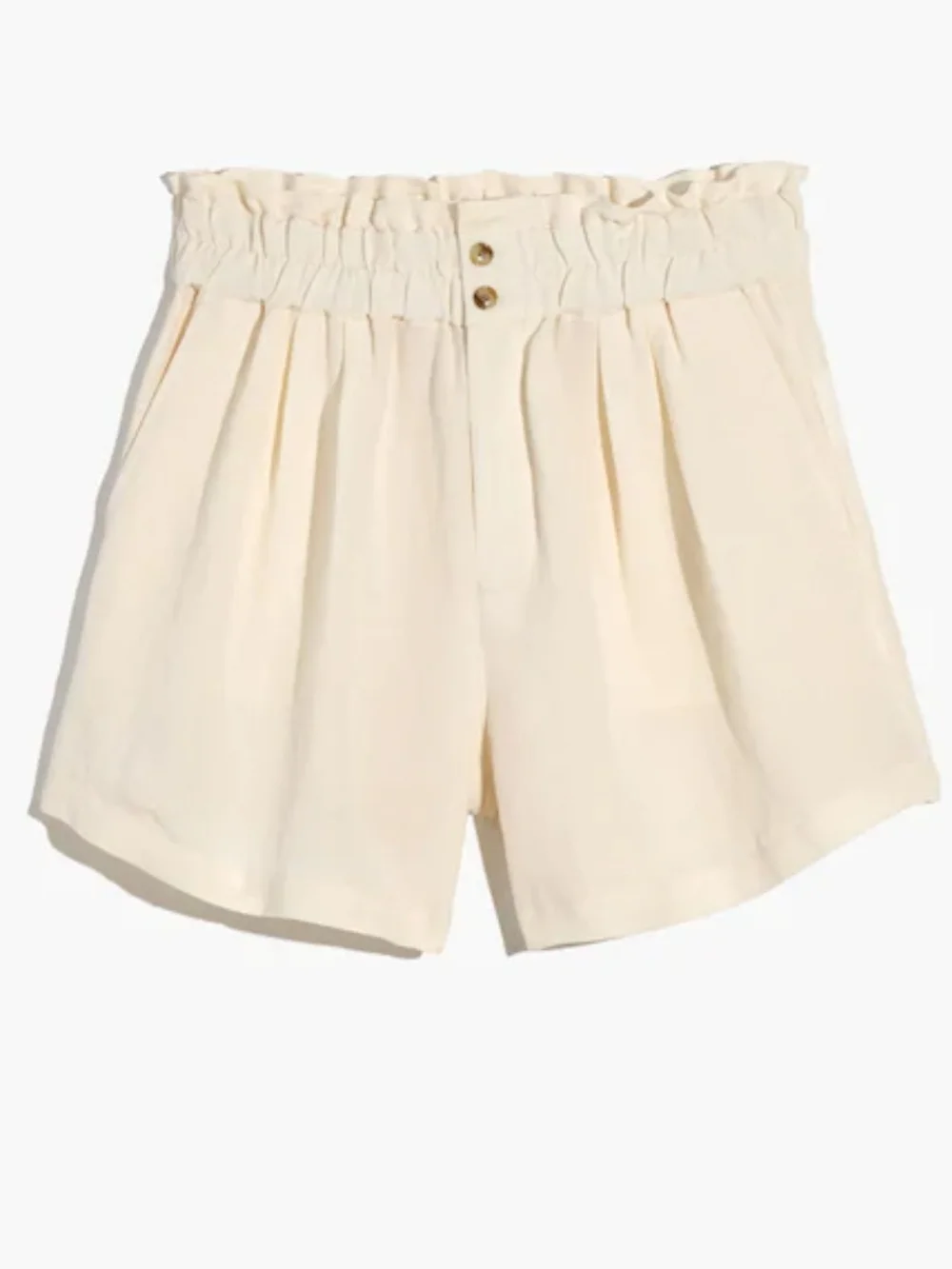 Madewell Linen-Blend Pull-On Paperbag Shorts Pockets  In Lighthouse NWOT